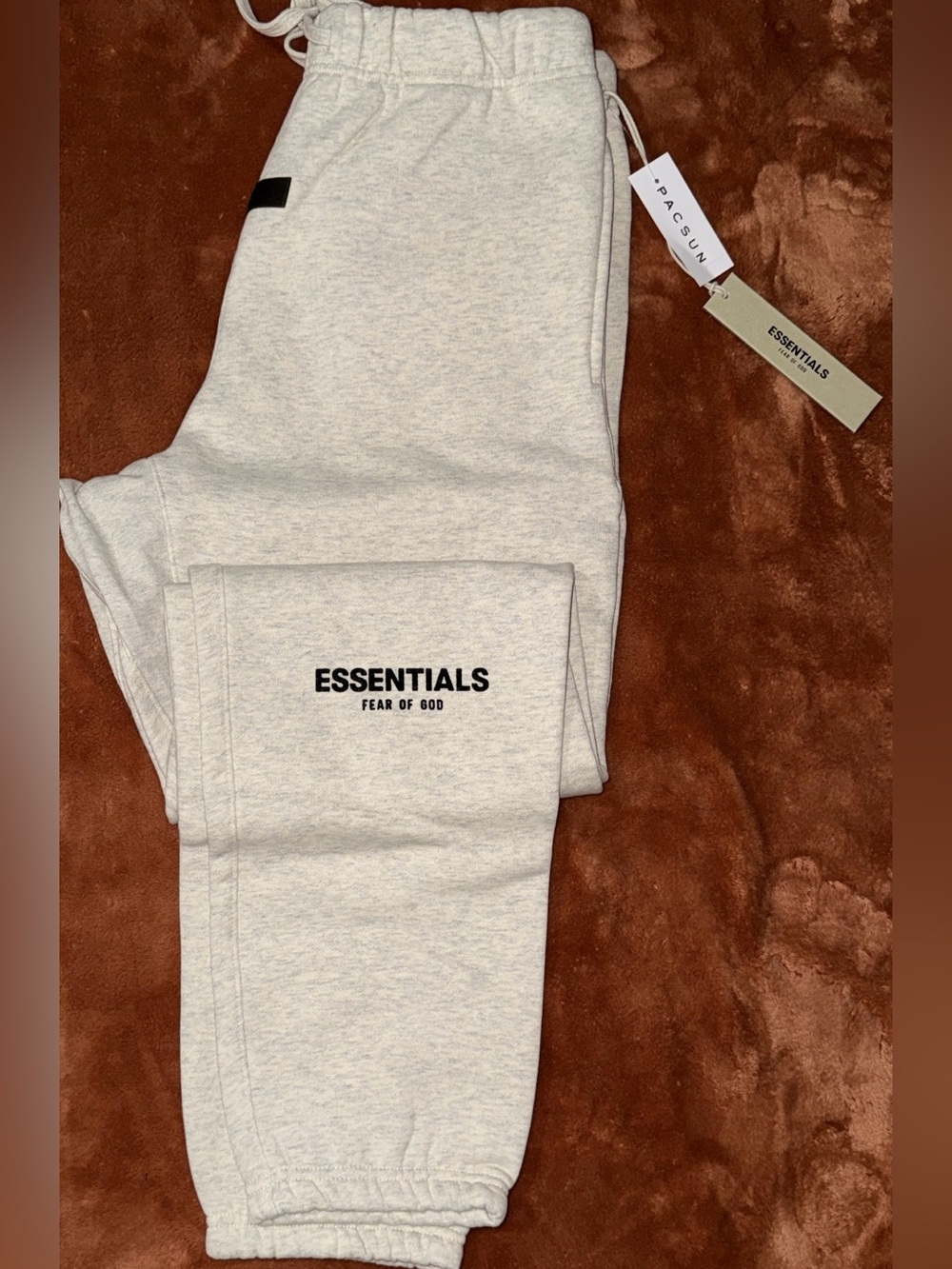 Essentials Light Beige Men's ankle Sweatpants with ESSENTIALS Logo